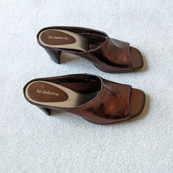 Liz Claiborne bronze leather slides/mules NEW size 8 - Picture 6 of 10
